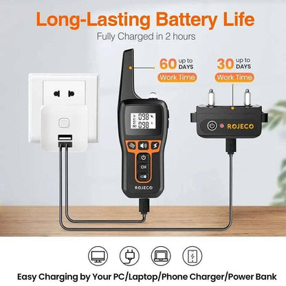 Orange Dog Training Collar with 3300FT Remote, IPX7 Waterproof Rechargeable Shock Collar, 3 Safe Training Modes, Adjustable Electronic - TrendyPet's Zone