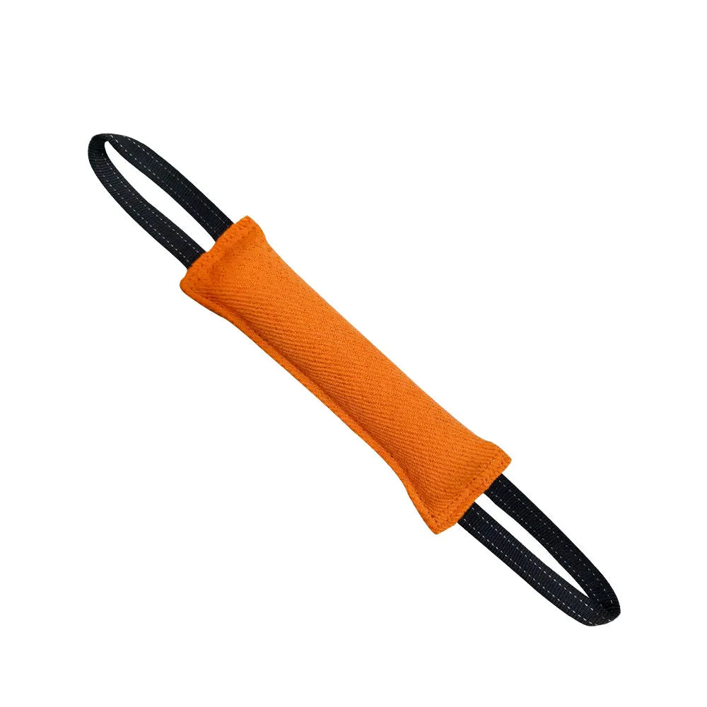 Orange durable dog tug toy pillow from TrendyPet's Zone, ideal for interactive training and play.