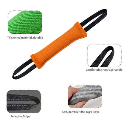 Orange durable dog tug toy pillow from TrendyPet's Zone, ideal for interactive training and play with your furry friend.