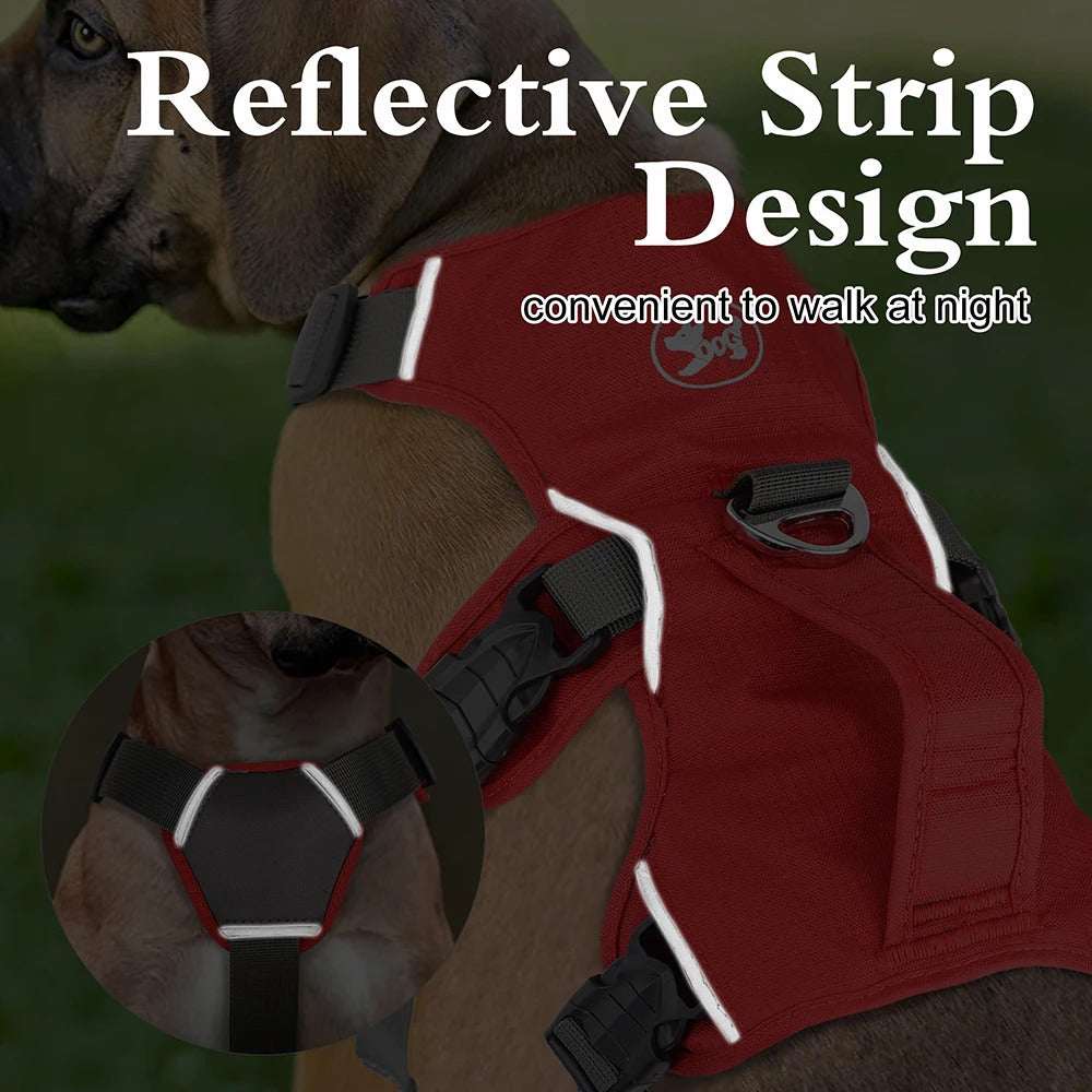 Orange Escape-Proof Reflective Dog Harness by TrendyPet's Zone, durable, adjustable with reflective strips for safety during walks.