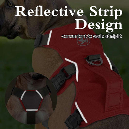 Orange Escape-Proof Reflective Dog Harness by TrendyPet's Zone, durable, adjustable with reflective strips for safety during walks.