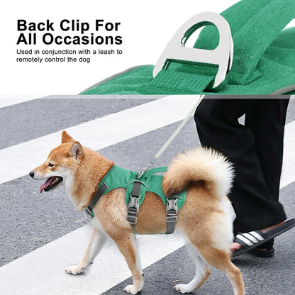 Green reflective dog harness by TrendyPet's Zone, escape-proof, durable, adjustable for a comfortable fit.