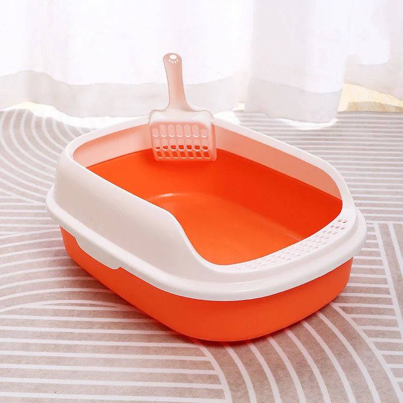 Orange Half Closed High-Capacity Cat Litters Box Anti-splash Durable For Home Indoor - TrendyPet's Zone