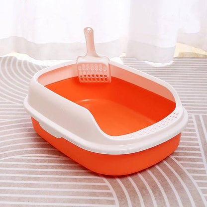 Orange Half Closed High-Capacity Cat Litters Box Anti-splash Durable For Home Indoor - TrendyPet's Zone
