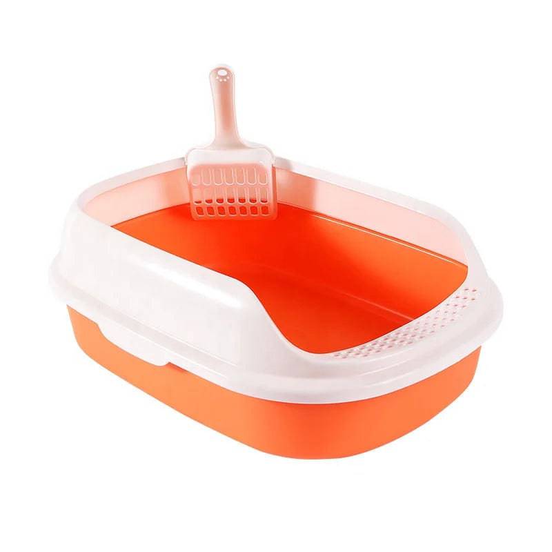Orange Half Closed High-Capacity Cat Litters Box Anti-splash Durable For Home Indoor - TrendyPet's Zone