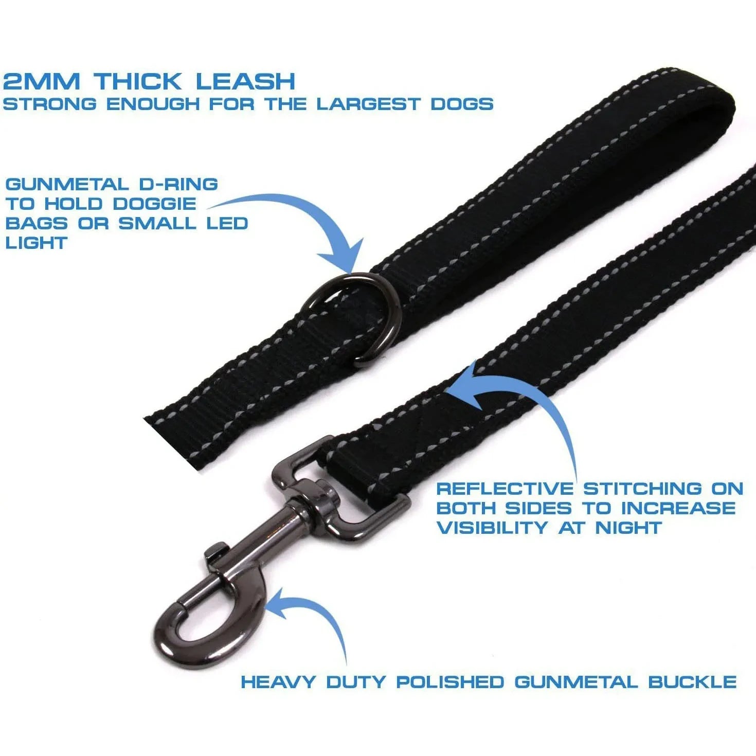 Red heavy duty dog leash with double handles for better control and safety during walks, made by TrendyPet's Zone.