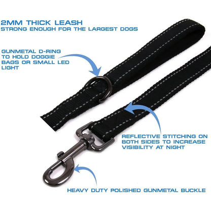 Red heavy duty dog leash with double handles for better control and safety during walks, made by TrendyPet's Zone.