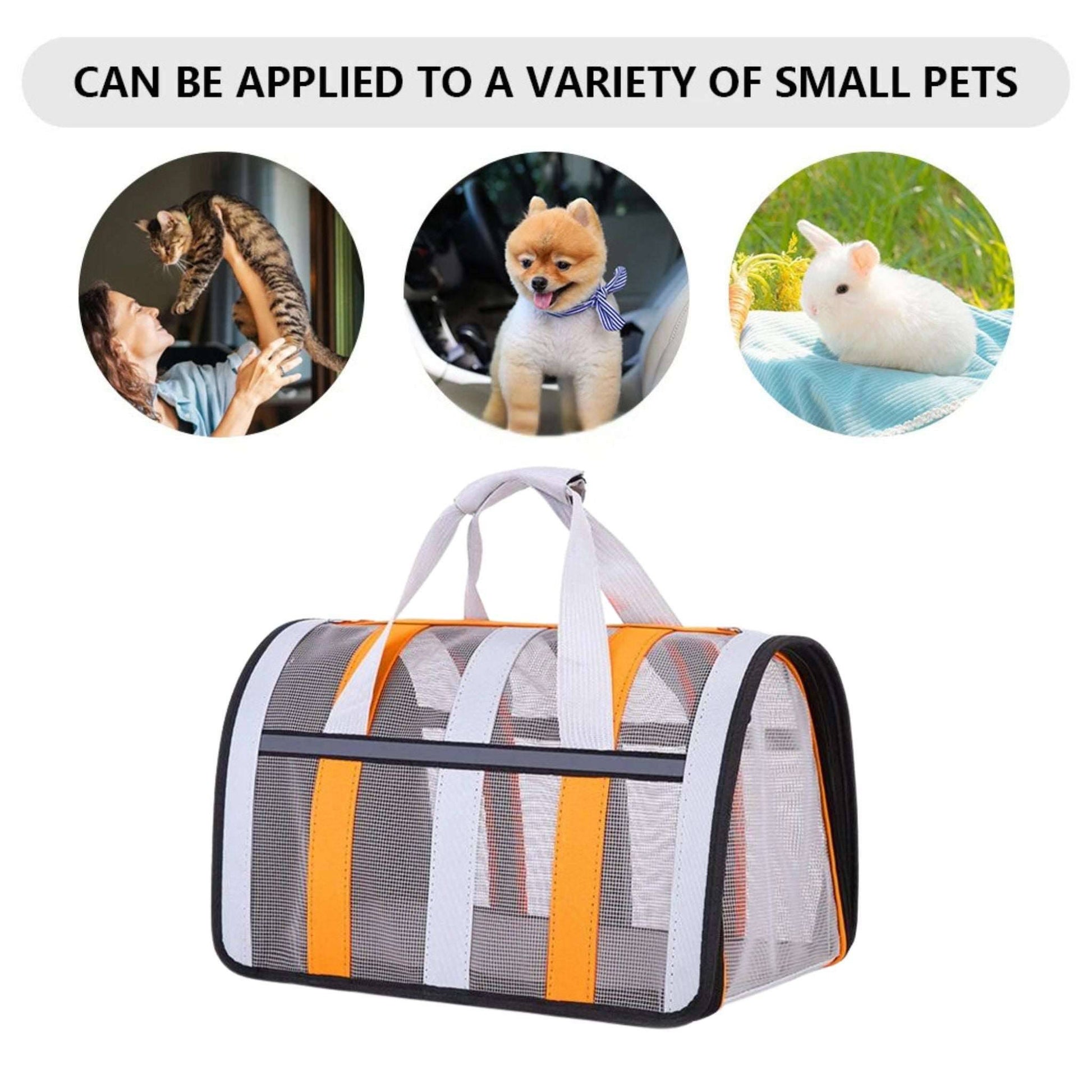 Orange TrendyPet's Zone pet carrying bag with large capacity, breathable design, shoulder strap, ideal for outdoor use all seasons.