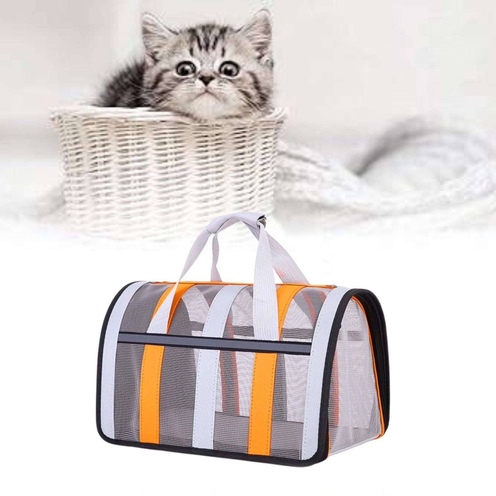 Orange TrendyPet's Zone large capacity pet carrying bag with breathable fabric, ideal for outdoor use and all seasons.