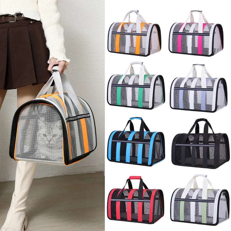 Orange TrendyPet's Zone pet carrying bag with large capacity, breathable design, ideal for outdoor use and all seasons.