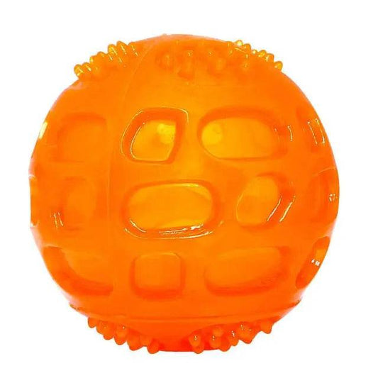 Orange Pet Dog Puppy Sounding Toy Squeaky Tooth Cleaning Ball Playing Pet Teeth Chew Rubber Toy Float Funny Pet Dental Care Accessories - TrendyPet's Zone