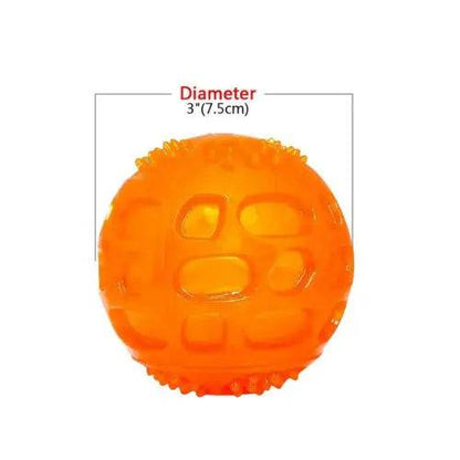 Orange Pet Dog Puppy Sounding Toy Squeaky Tooth Cleaning Ball Playing Pet Teeth Chew Rubber Toy Float Funny Pet Dental Care Accessories - TrendyPet's Zone