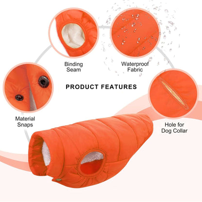 Orange winter dog coat by TrendyPet's Zone, fleece vest for small and large dogs, warm pet clothing and pet supplies.