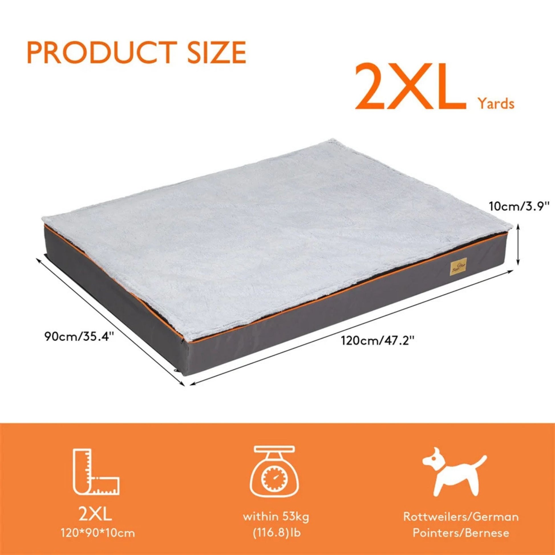 Orthopedic Dog Bed Kennel Memory Foam Waterproof Pet Bed with Removable Washable Cover Nonskid Bottom Joint Relief, Sizes M - 3XL TrendyPet's Zone
