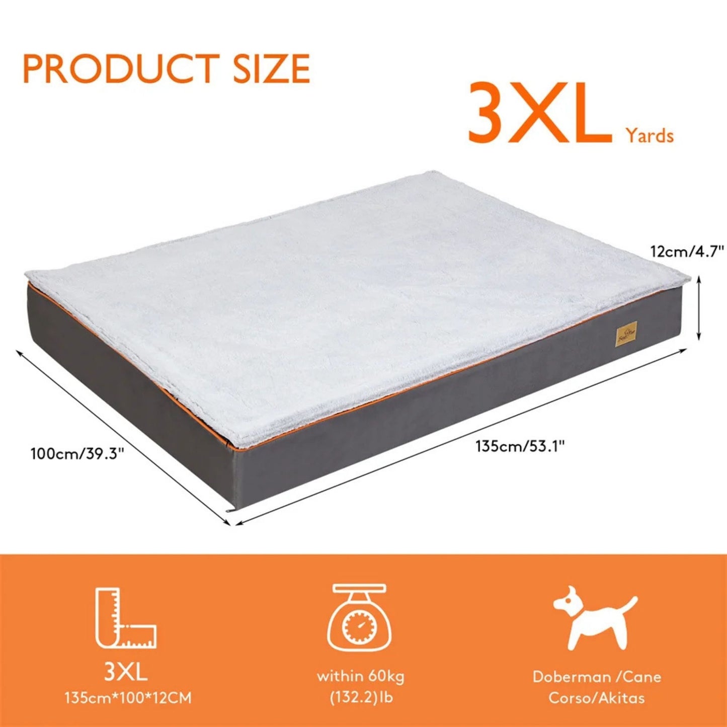 Orthopedic Dog Bed Kennel Memory Foam Waterproof Pet Bed with Removable Washable Cover Nonskid Bottom Joint Relief, Sizes M - 3XL TrendyPet's Zone