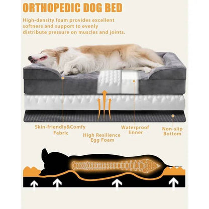 Orthopedic Dog Beds Dog Waterproof Bed with Sides Non-Slip Bottom Couch Puppy Bed Removable And Washable, Sizes XS - 2XL Plus - TrendyPet's Zone