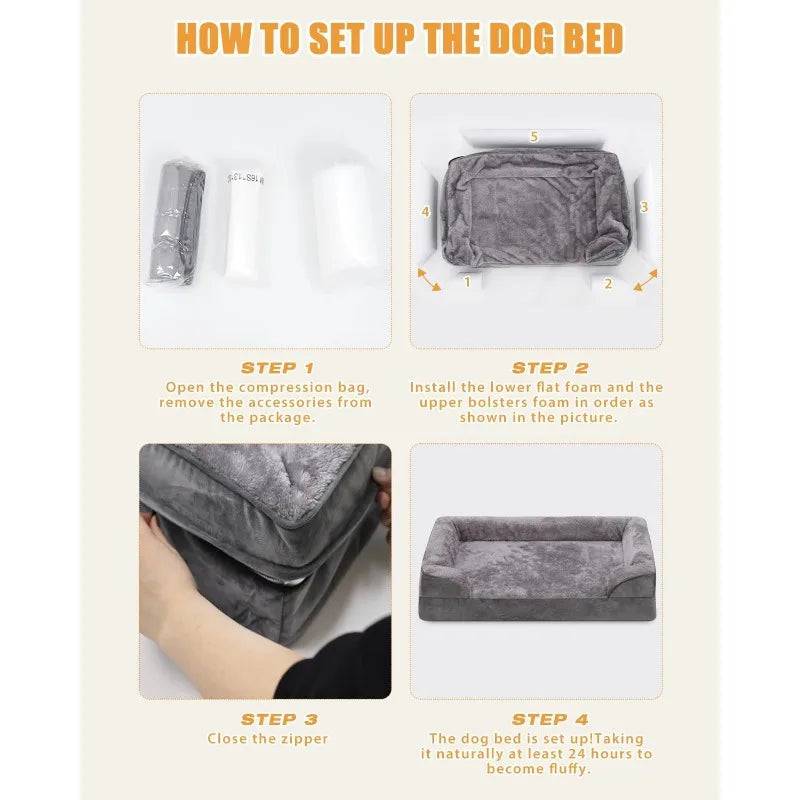 Orthopedic Dog Beds Dog Waterproof Bed with Sides Non-Slip Bottom Couch Puppy Bed Removable And Washable, Sizes XS - 2XL Plus - TrendyPet's Zone
