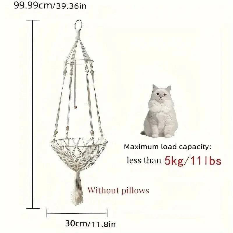 Pet Cat Hammock Swing Bed Handwoven Tapestry Cotton Macrame for Home Indoor Outdoor Wall Hanging - TrendyPet's Zone