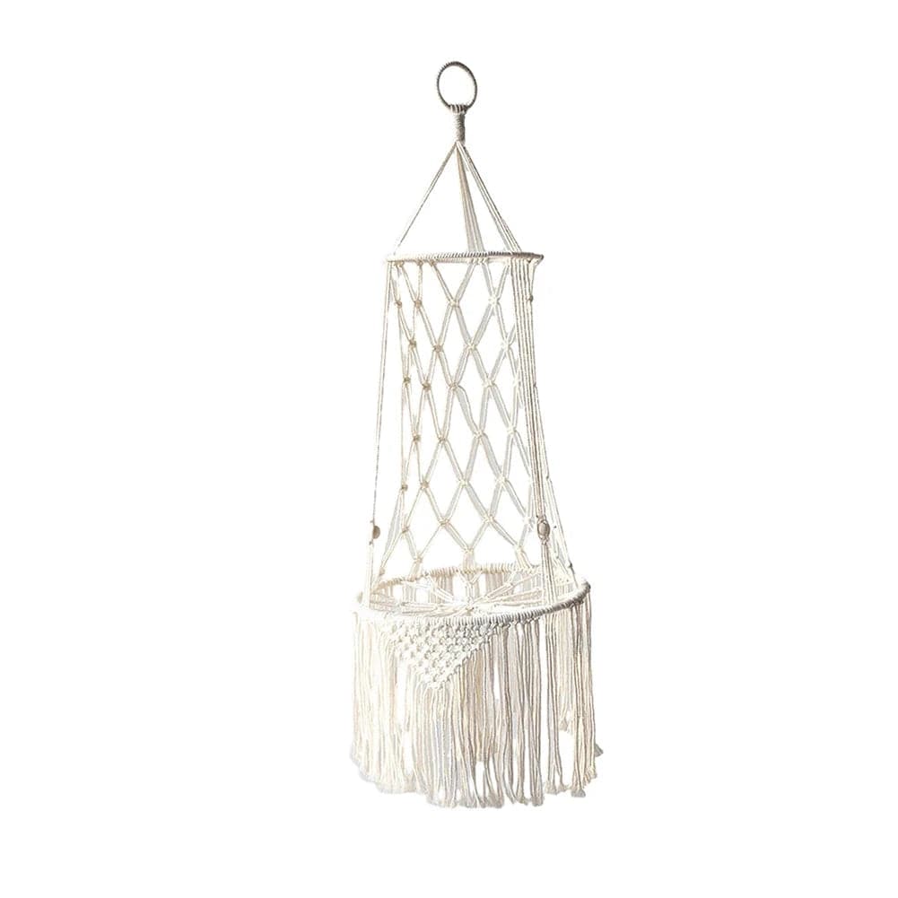 Pet Cat Hanging Bed Woven Hammock Cotton Rope Swing Tassel White Sleeping Nest Pet Kitten Thread Toy Basket - TrendyPet's Zone