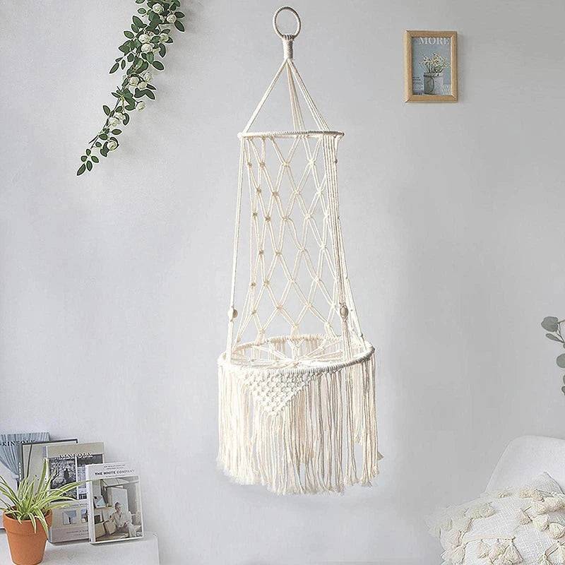 Pet Cat Hanging Bed Woven Hammock Cotton Rope Swing Tassel White Sleeping Nest Pet Kitten Thread Toy Basket - TrendyPet's Zone