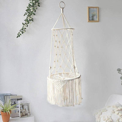 Pet Cat Hanging Bed Woven Hammock Cotton Rope Swing Tassel White Sleeping Nest Pet Kitten Thread Toy Basket - TrendyPet's Zone