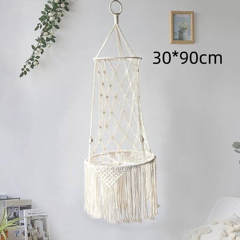 Pet Cat Hanging Bed Woven Hammock Cotton Rope Swing Tassel White Sleeping Nest Pet Kitten Thread Toy Basket - TrendyPet's Zone
