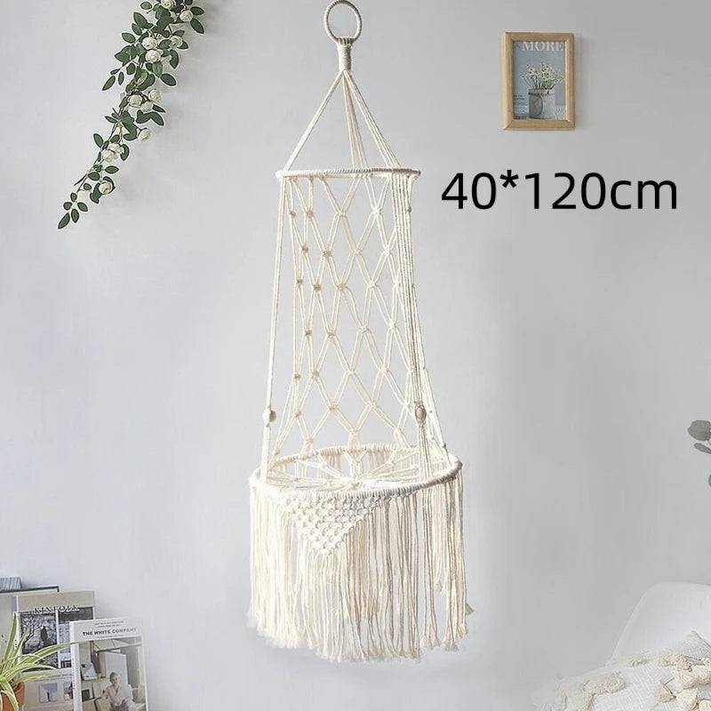 Pet Cat Hanging Bed Woven Hammock Cotton Rope Swing Tassel White Sleeping Nest Pet Kitten Thread Toy Basket - TrendyPet's Zone