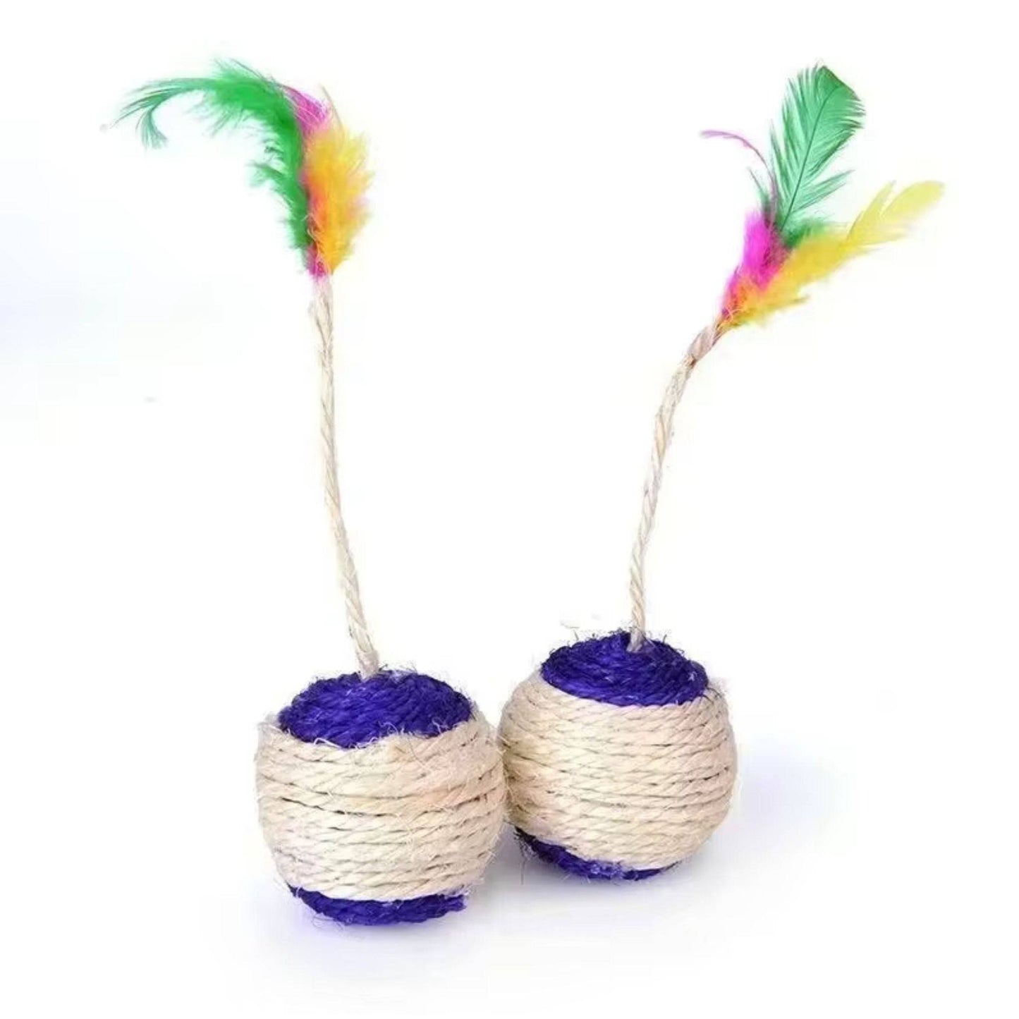 Pet Cat Toys Kitten Sisal Scratching Ball Training Interactive Feather Toy - TrendyPet's Zone