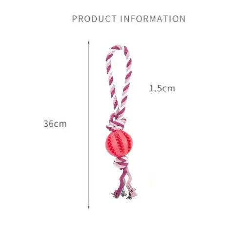 Pink Ball Fuchsia Hemp Rope Toys Treat Interactive Rubber Leaking Balls for Small Dogs Chewing Bite Resistant Pet Tooth Cleaning - TrendyPet's Zone