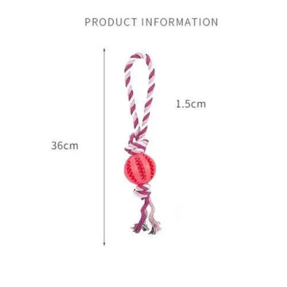 Pink Ball Fuchsia Hemp Rope Toys Treat Interactive Rubber Leaking Balls for Small Dogs Chewing Bite Resistant Pet Tooth Cleaning - TrendyPet's Zone