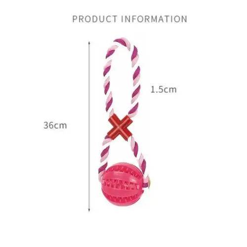 Pink Ball Fuchsia & White Hemp Rope Toys Treat Interactive Rubber Leaking Balls for Small Dogs Chewing Bite Resistant Pet Tooth Cleaning - TrendyPet's Zone