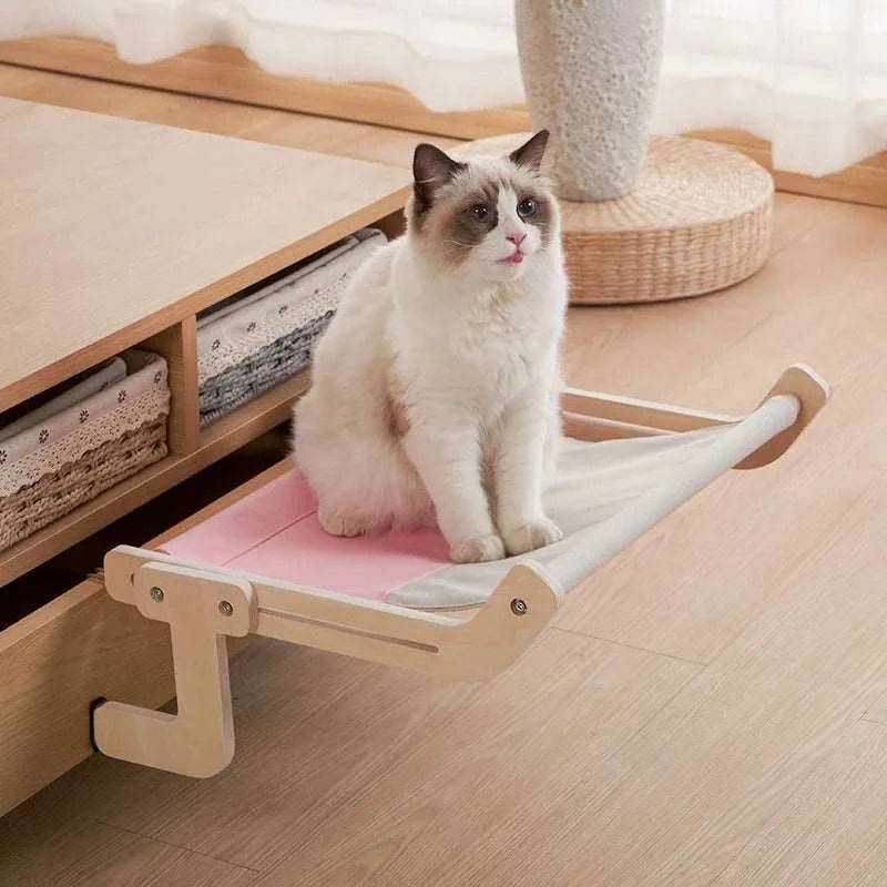 Pink Cat Hammock Hanging Bed Shelf for Cats Perch Wooden Insert Kallax Shelves - TrendyPet's Zone