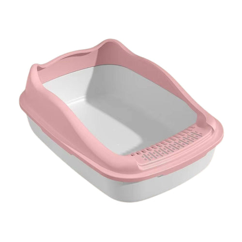 Pink Cat Litter Box Pet Sandbox for Kitty Anti-Splash Kitten Toilet Tray Bedpan Cleaning