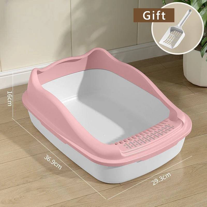 Pink Cat Litter Box Pet Sandbox for Kitty Anti-Splash Kitten Toilet Tray Bedpan Cleaning - TrendyPet's Zone