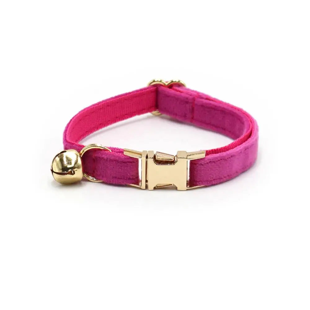 Pink TrendyPet's Zone small dog collar with bell, personalized engraved ID tag, suitable for puppies, kittens, chihuahuas, and small breeds.