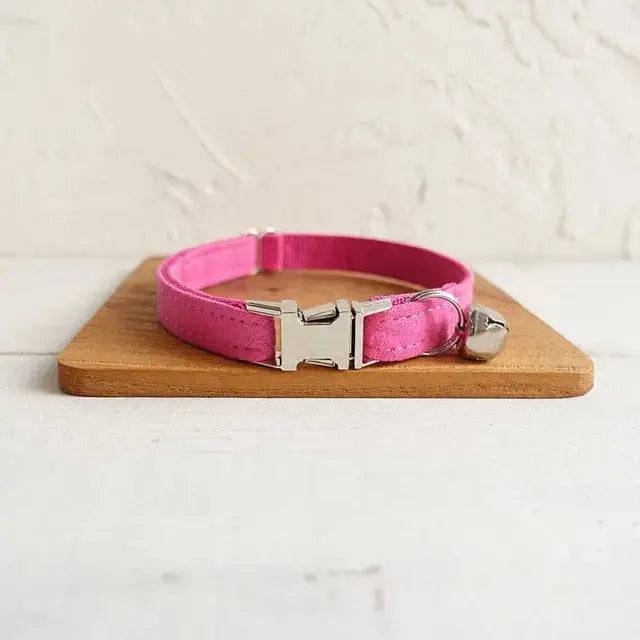 Pink Cat Small Dog Collar with Bell Personalized Engraving ID Tag Nameplate Kitten Collars Necklace Small Dogs Puppy Bulldog Chihuahua Yorshire TRENDYPET'S ZONE