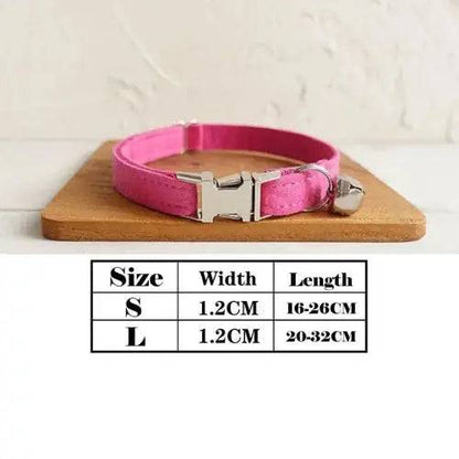 Pink Cat Small Dog Collar with Bell Personalized Engraving ID Tag Nameplate Kitten Collars Necklace Small Dogs Puppy Bulldog Chihuahua Yorshire TRENDYPET'S ZONE
