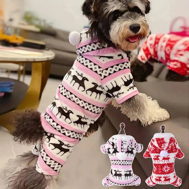 Pink Cozy Christmas Elk Pet Costume Trendy Dog Cat Sweater - TrendyPet's Zone