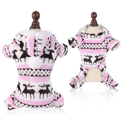 Pink Cozy Christmas Elk Pet Costume Trendy Dog Cat Sweater - TrendyPet's Zone