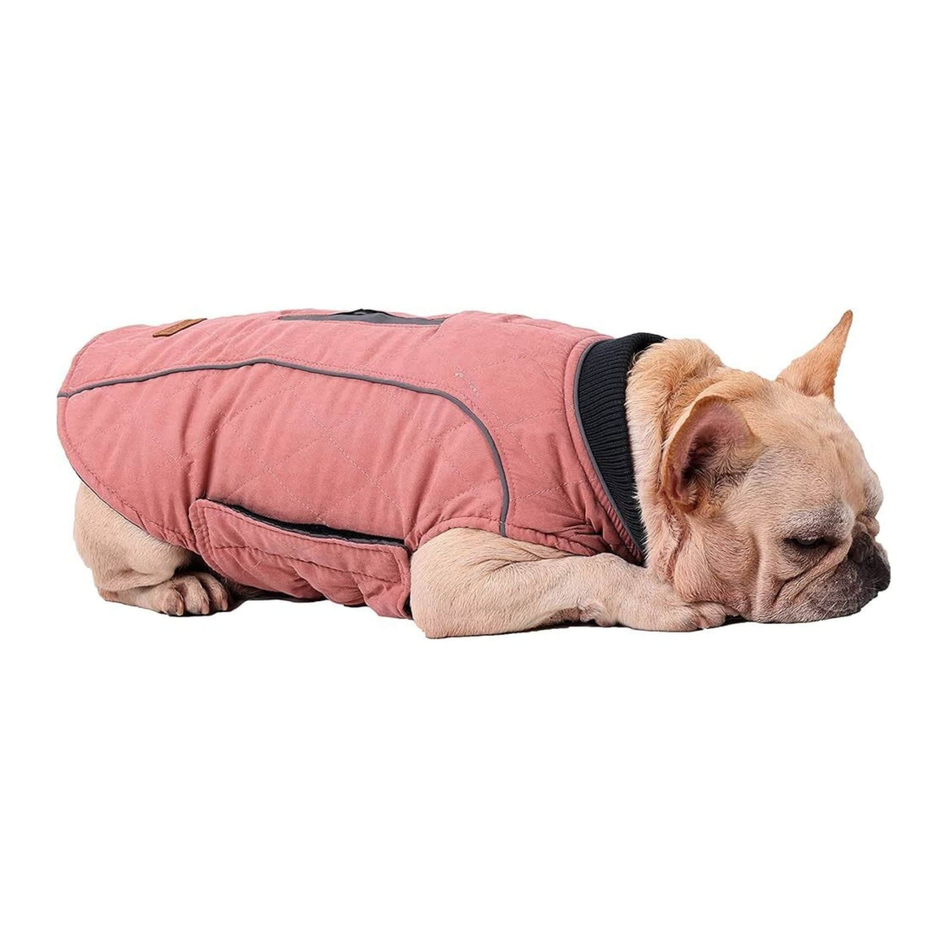 Pink Cozy Quilted Dog Coat Warm Jacket Retro Thick Vest - TrendyPet's Zone