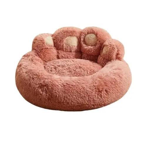 Pink Dog Bed Mat Round Large Pet House Long Plush Deep Sleeping Warm Bear Paw Shape Super Soft Cushion Calm Beds High Quality TRENDYPET'S ZONE