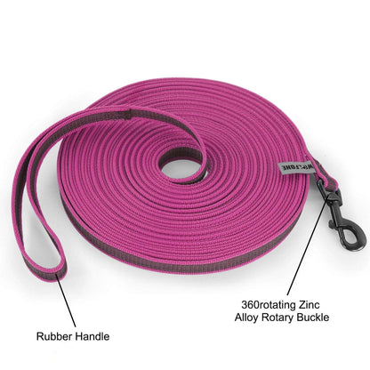 Pink Dog Leash Latex Silk Easy and Convenient Training Big Dual Color - TrendyPet's Zone