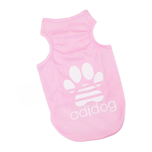 Pink Dog Top Puppy Breathable Cool Mesh T-Shirt Cartoon Print Sun Protection Clothing Polyester Thin Vest Summer - TrendyPet's Zone
