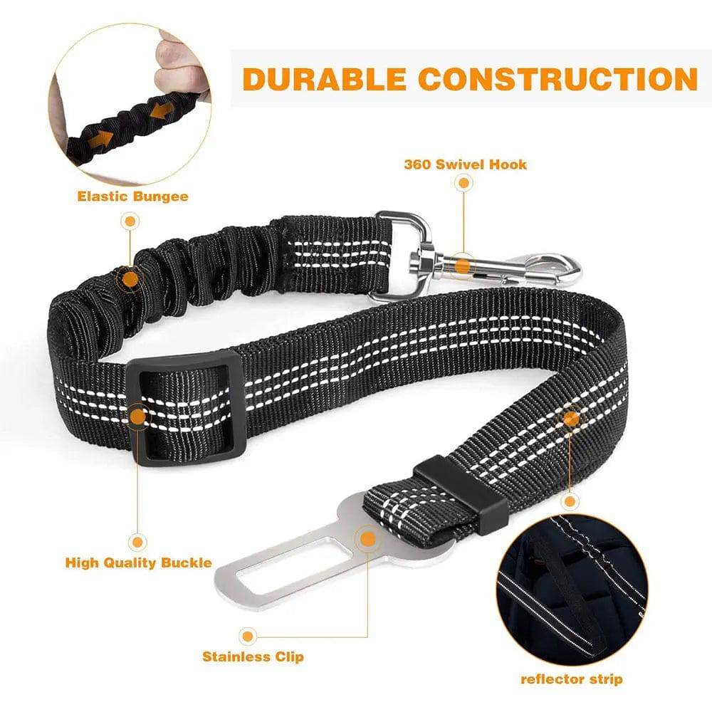 Pink Elastic Pet Supplies Car Seat Belt Dog Seat Belt Dog Leash Vehicle Belt Adjustable Cushioning Elastic Reflective Safety Rope for Dog Cat - TrendyPet's Zone