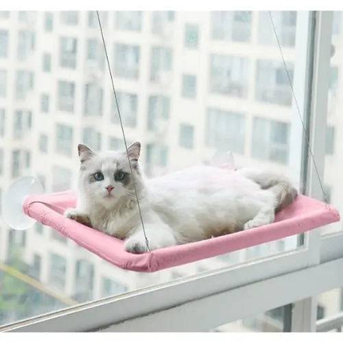 Pink Hanging Cat Bed Pet Cat Hammock Aerial Cats Bed House Kitten Climbing Frame Sunny Window Seat Nest Bearing 20kg Pet Accessories - TrendyPet's Zone