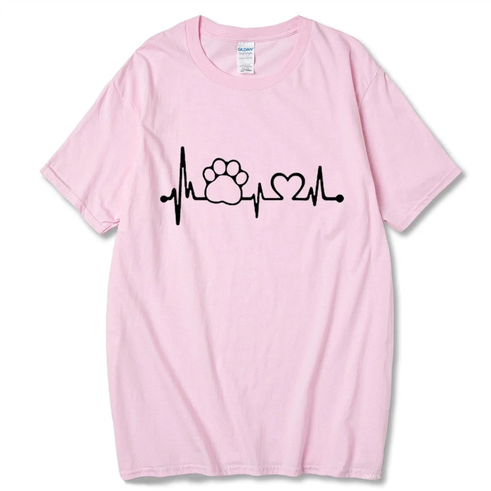 Pink Heartbeat Lifeline Dog Men T-Shirt Casual Funny Foot For Guy Boy Hipster TrendyPet's Zone