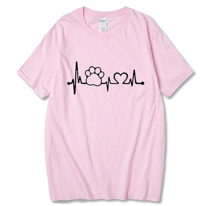 Pink Heartbeat Lifeline Dog Men T-Shirt Casual Funny Foot For Guy Boy Hipster TrendyPet's Zone