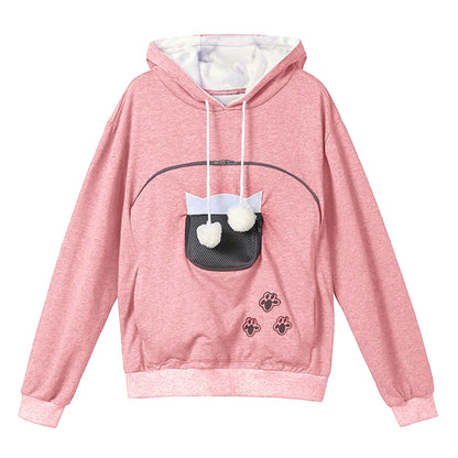 Pink High Quality Sweatshirt Cat Dog Lovers Hoodies Kangaroo Pet Paw Ears Cuddle Pouch Pullovers TrendyPet's Zone