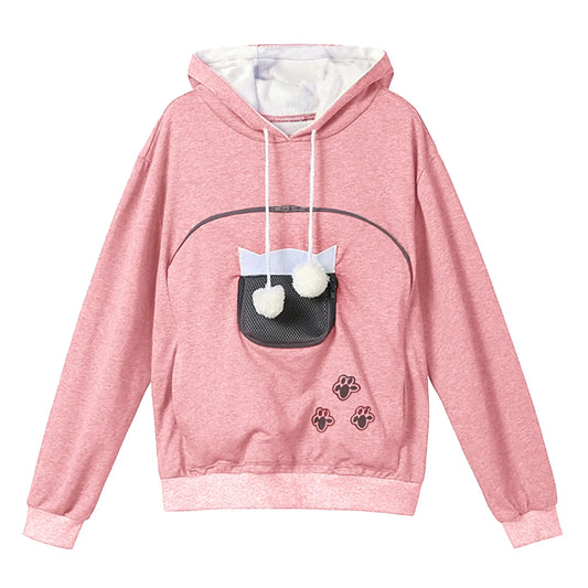 Pink High Quality Sweatshirt Cat Dog Lovers Hoodies Kangaroo Pet Paw Ears Cuddle Pouch Pullovers TrendyPet's Zone