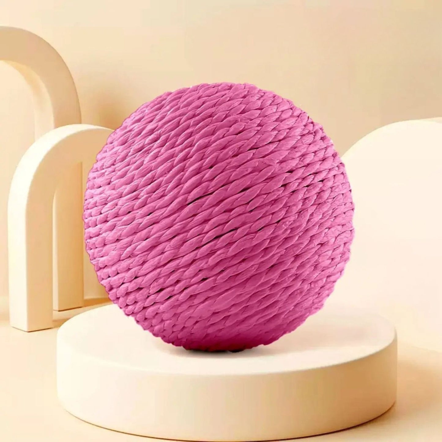 Pink 10cm sisal cat scratching ball from TrendyPet's Zone, designed for kittens to scratch, play, and engage with a fun interactive toy.